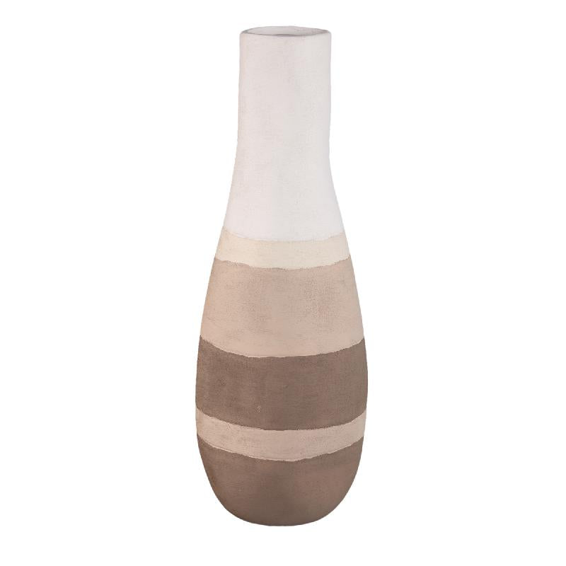 Voni Bruine Keramische Ronde Vaas Set van 2 Aardetinten 58.5x21x21 cm