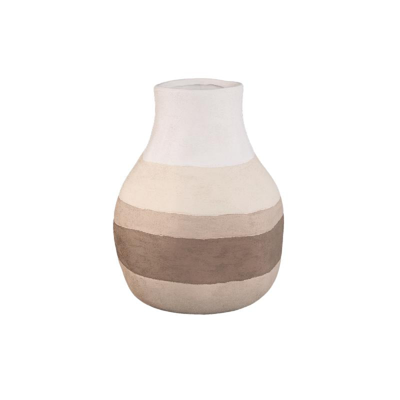 Voni Bruine Keramische Ronde Vaas Aardetinten Set van 2 39.5x30x30 cm
