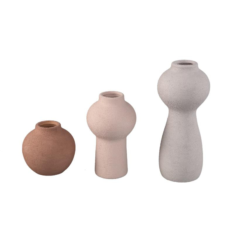 Loudon Lichtroze Keramische Bolle Vazen Set Van 4 17x9.5x9.5 cm