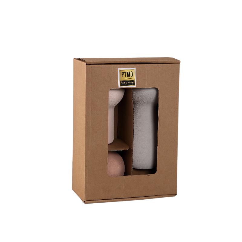 Loudon Lichtroze Keramische Bolle Vazen Set Van 4 17x9.5x9.5 cm