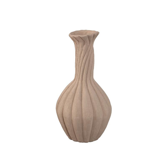 Lydia Lichtbruin Keramische Swirl Gerilde Vaas M - Set van 2 50x25.5x25.5 cm
