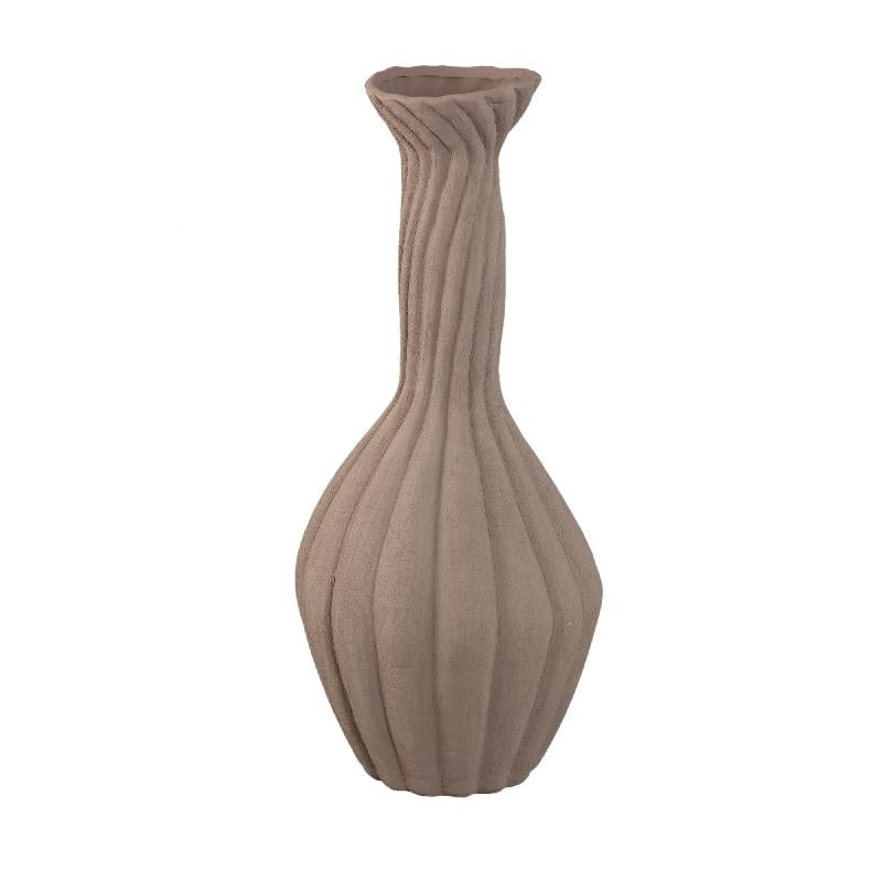 Lydia Donkerbruin Keramische Vaas met Gegroefde Swirl – Set van 2 64.5x28.5x28.5 cm