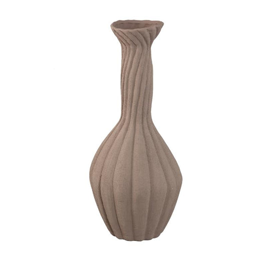 Lydia Donkerbruin Keramische Vaas met Gegroefde Swirl – Set van 2 64.5x28.5x28.5 cm