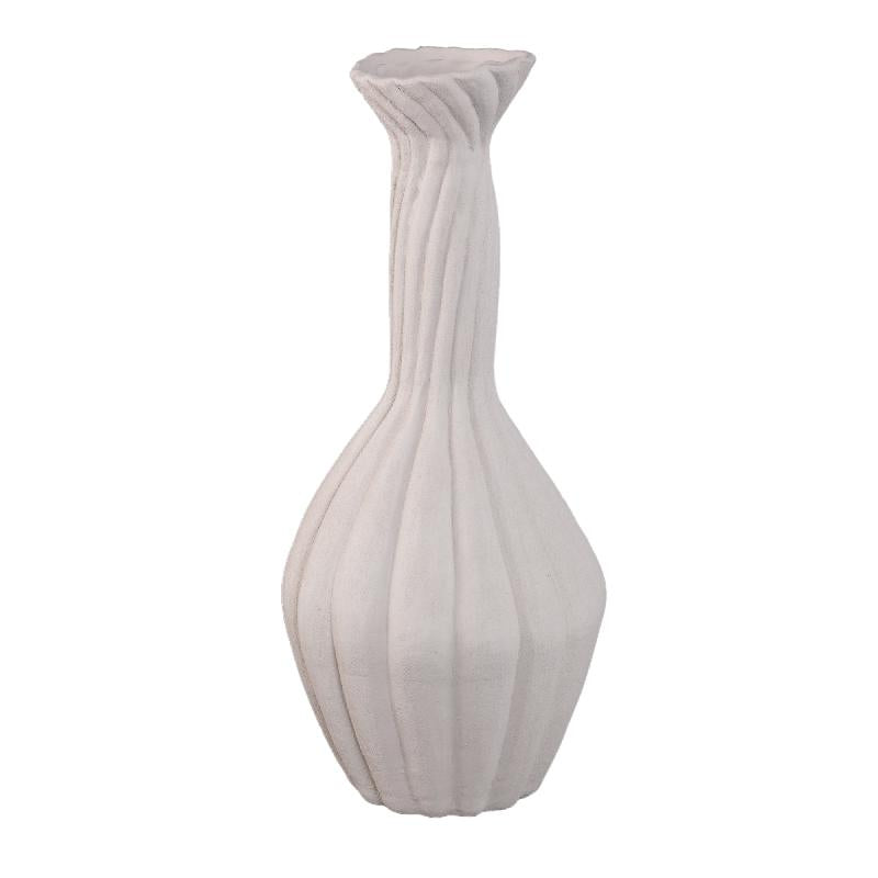 Lydia Witte Keramische Vaas met Gerimpeld Swirl Motief, Set van 2 64.5x28.5x28.5 cm