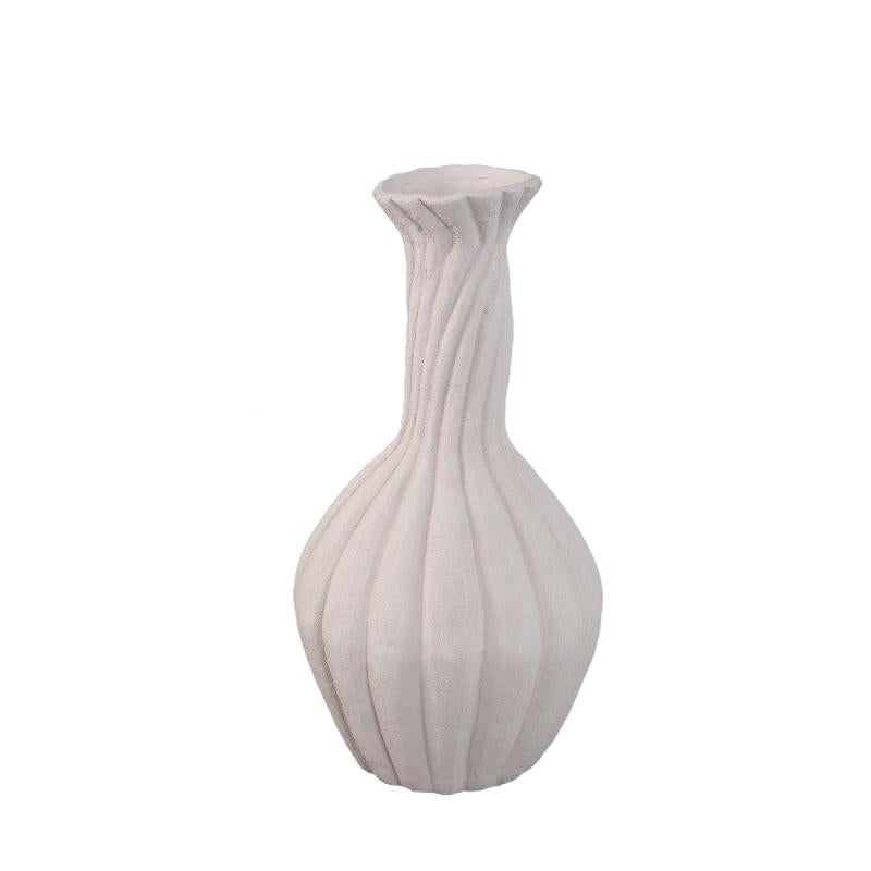 Lydia Witte Keramische Swirl Ribbed Vaas M - Set van 2 50x25.5x25.5 cm