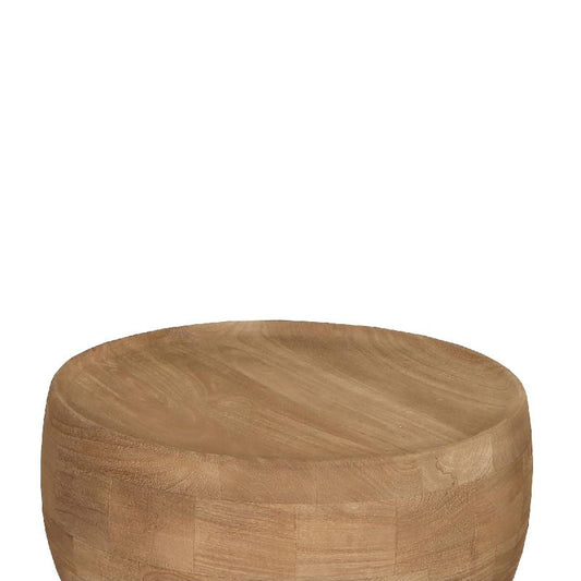 Erno Natuurlijke Mangohout Bijzettafel Op Voet Rond 50x45x45 cm