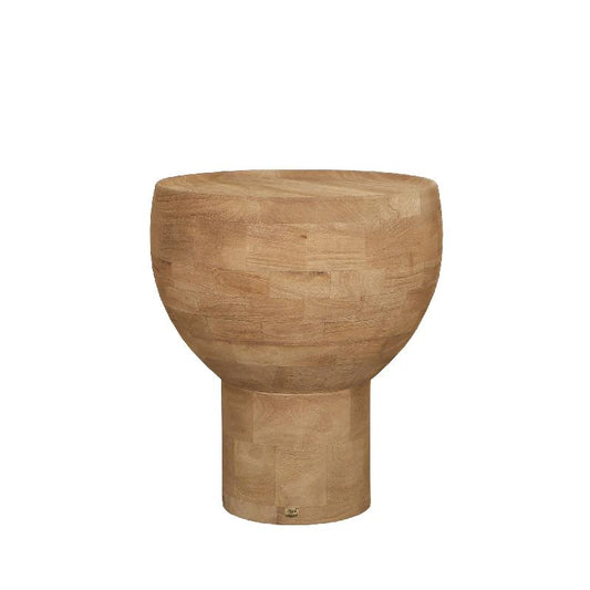 Erno Natuurlijke Mangohout Bijzettafel Op Voet Rond 50x45x45 cm