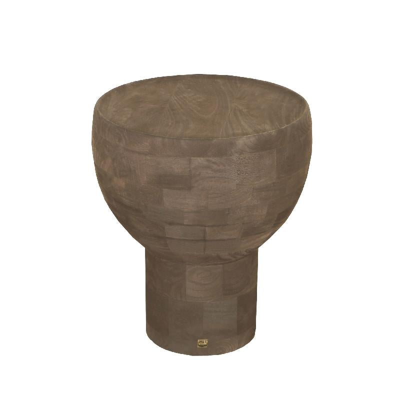 Erno Bruine Mangohout Bijzettafel Op Voet Rond 50x45x45 cm