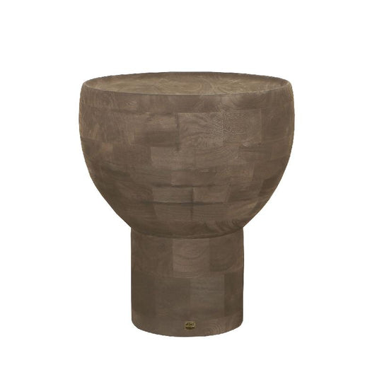 Erno Bruine Mangohout Bijzettafel Op Voet Rond 50x45x45 cm