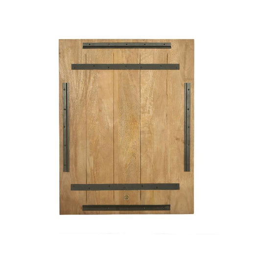 Mattin Natuurlijk Mangohout Cirkel Wandpaneel Rechthoek S 90x70x4 cm