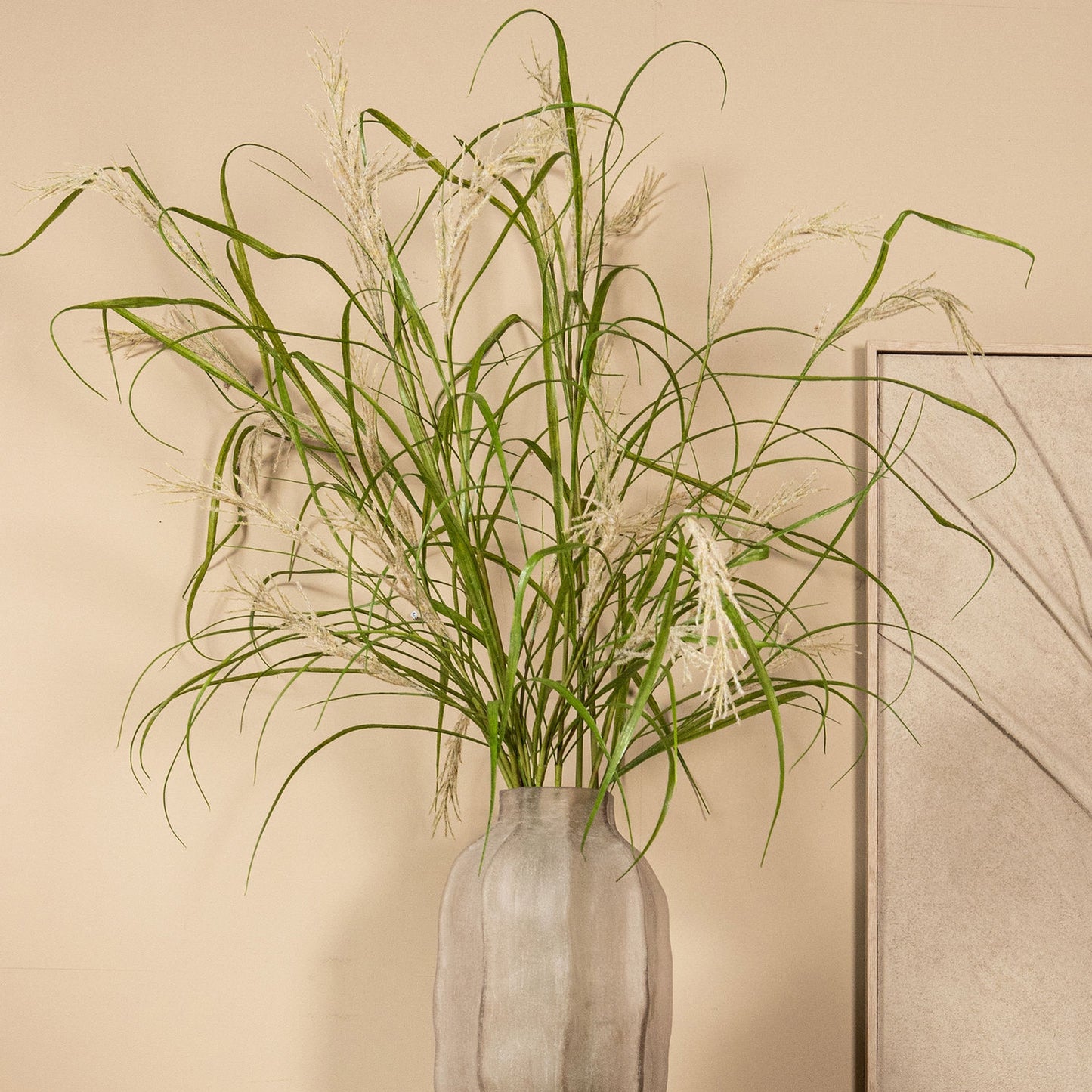 Leaves Plant Groen Beige Phalaris Grass Spray - Set van 12 157x100x24 cm