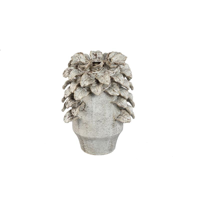 Varda Beige Keramische Vaas Met Bladdetails S 34x25x25 cm