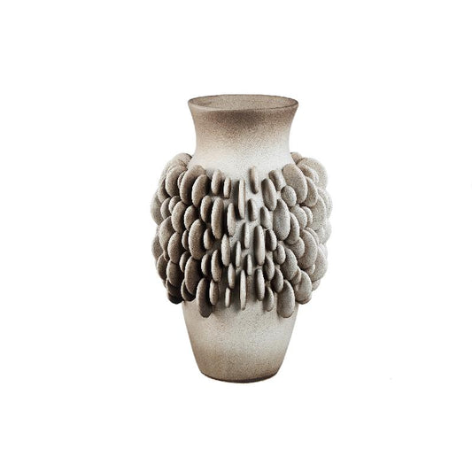 Wina Beige Keramische Vaas Met Ronde Schalen Hoog L 45.5x29.5x29.5 cm