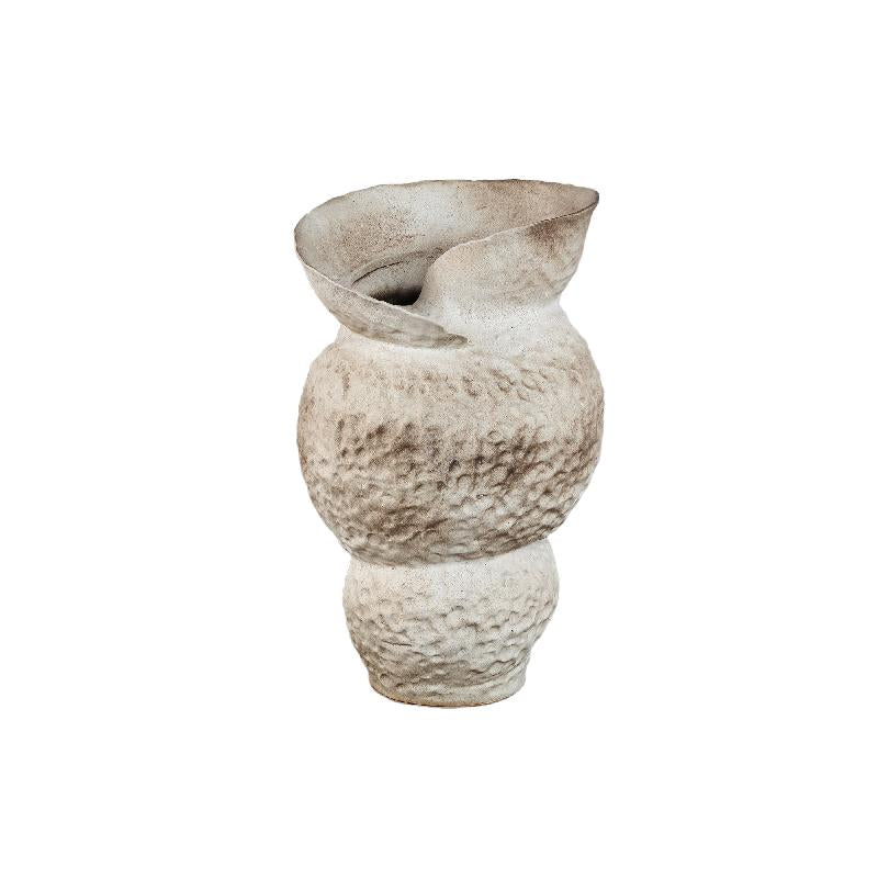Kery Crèmekleurige Keramische Vaas Met Open Swirl Rand L 46.5x29x29 cm