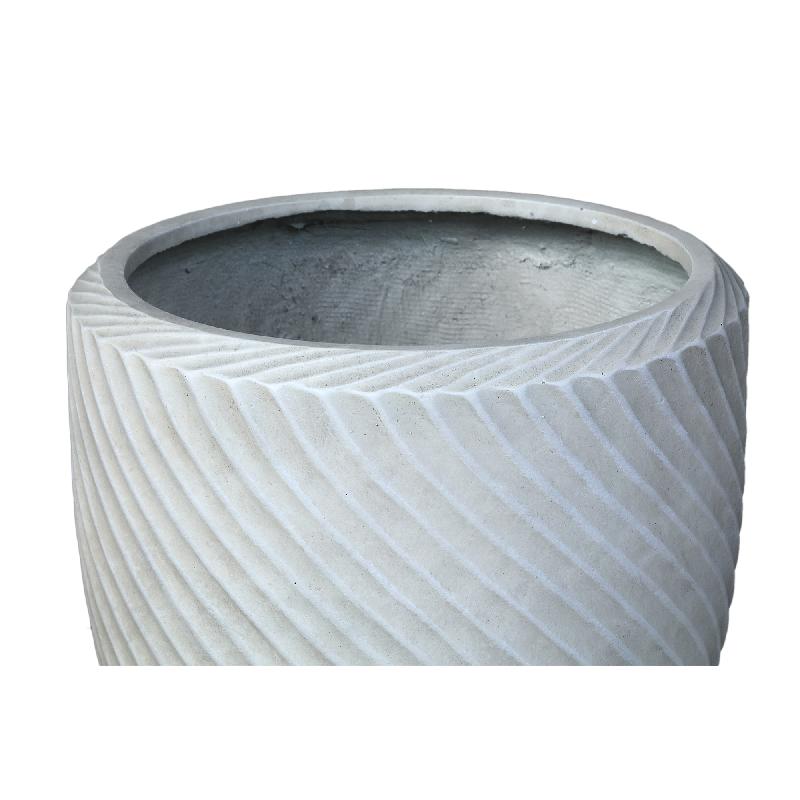 Nikol Beige Keramische Pot Rond Laag met Golfpatroon 55x55x55 cm