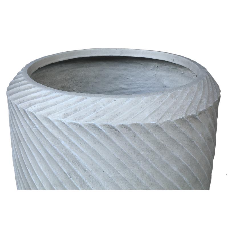 Nikol Beige Keramische Pot Met Golfpatroon Rond Hoog 103x80x80 cm