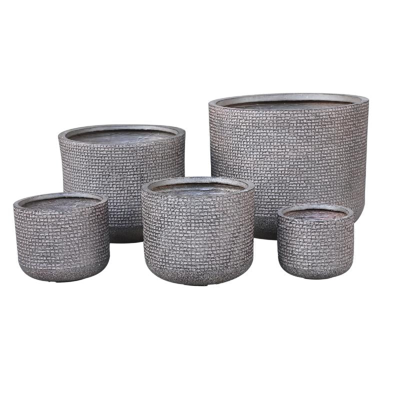 Rylon Bruine GRC Pattern Pot Rond Laag 47x55x55 cm