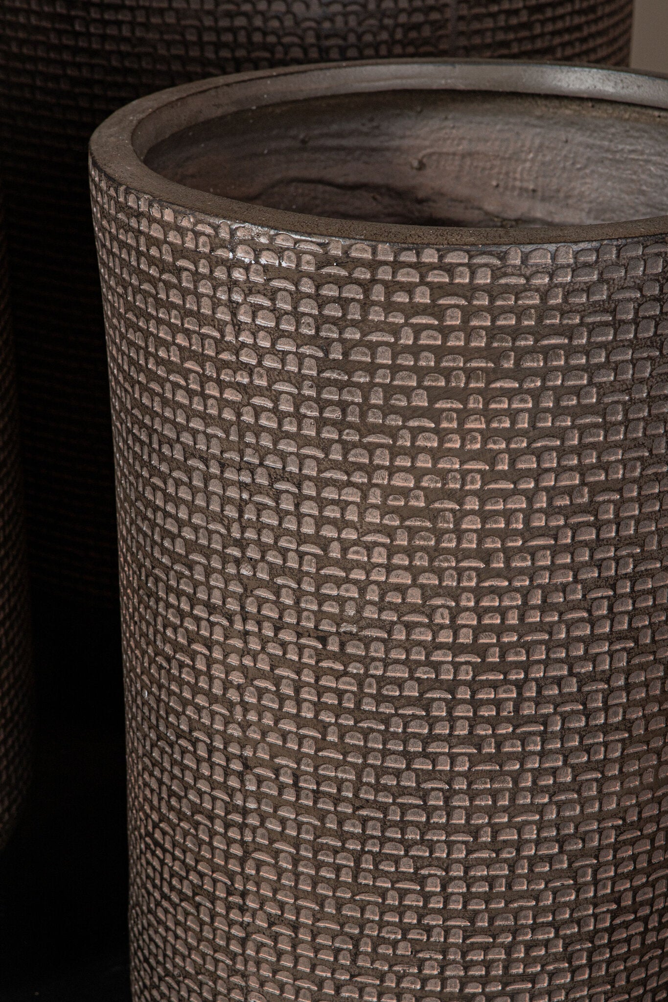 Rylon Bruine GRC Pattern Pot Rond Set van 4 95x60x60 cm