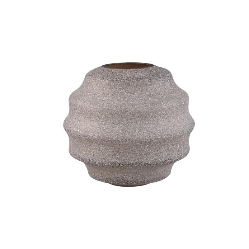 Elladie Beige Ronde Glazen Gelaagde Vaas Laag 29x32.5x32.5 cm
