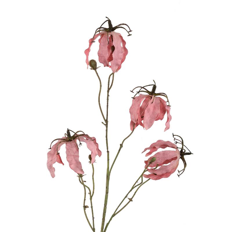 Garden Flower Roze Gedroogde Look Gloriosa Bloem - Set van 12 90x33x19 cm