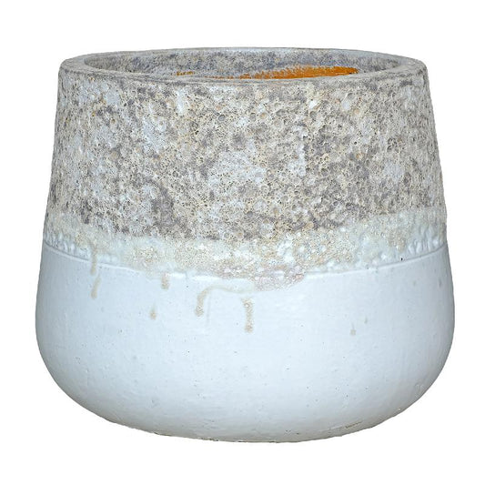 Lenz Witte Keramische Pot Ruw Bovenrand Rond L 61x70x70 cm