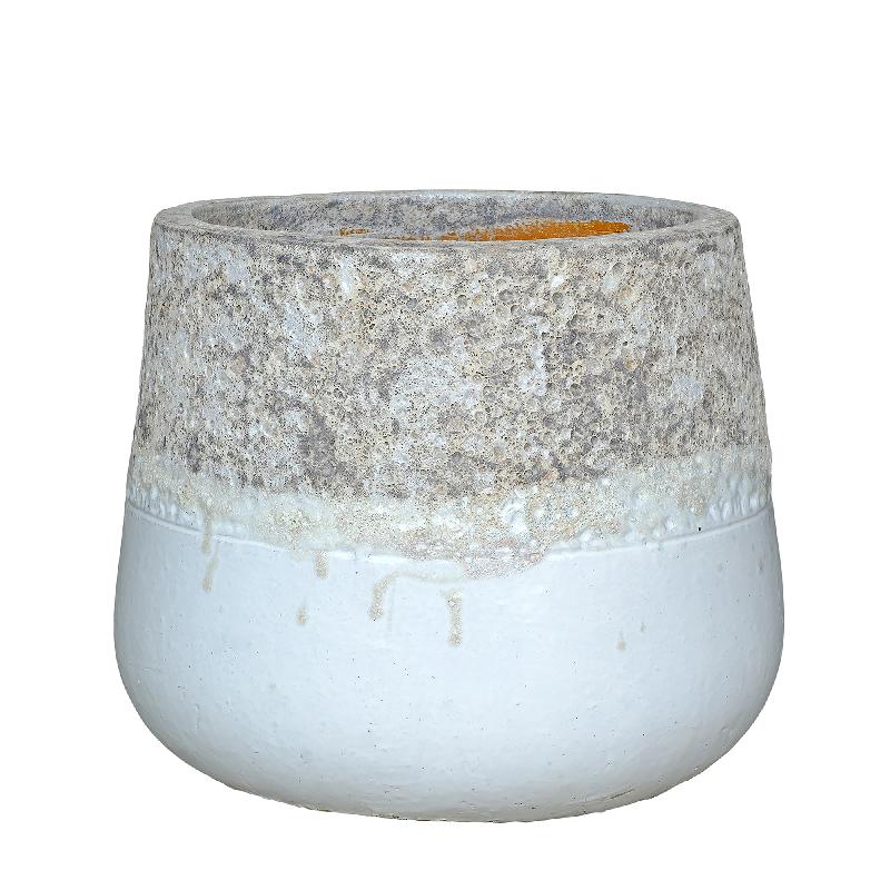 Lenz Witte Keramische Pot Ruw Bovenrand Rond M 50x60x60 cm
