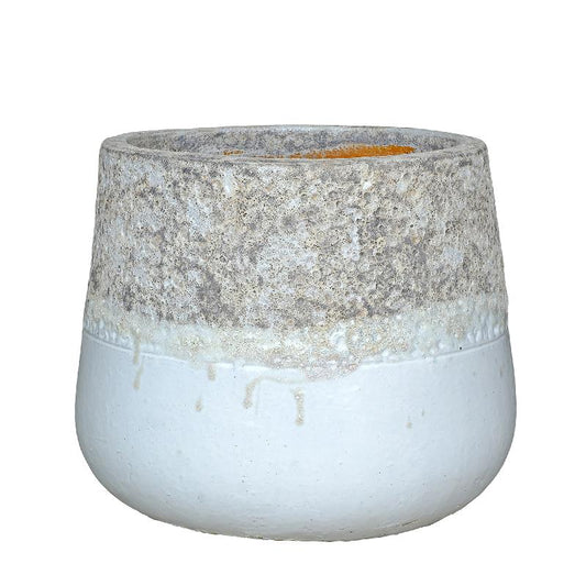 Lenz Witte Keramische Pot Ruw Bovenrand Rond M 50x60x60 cm