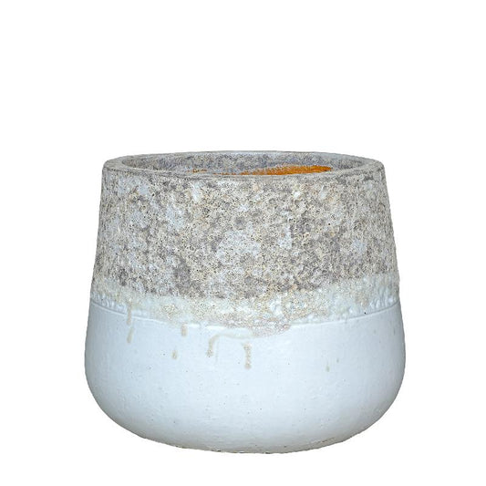 Lenz Witte Keramische Pot Ruw Bovenrand Rond S 42x50x50 cm
