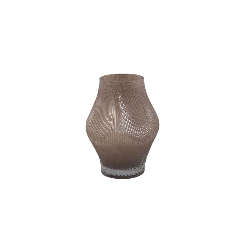Caruso Crème Glazen Vaas Set van 6 Stuks met Golvend Swirl Centrum 16.5x11.5x11.5 cm