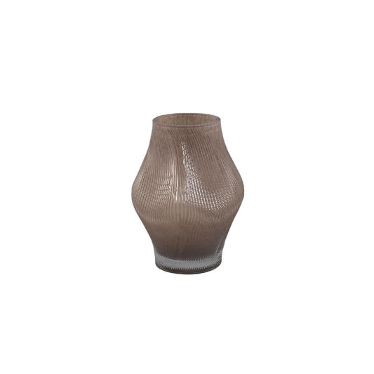 Caruso Crème Glazen Vaas Set van 6 Stuks met Golvend Swirl Centrum 16.5x11.5x11.5 cm