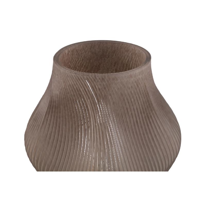 Caruso Crème Glazen Vaas met Golvend Swirl Motief Set van 4 Stuks 20.5x16.5x16.5 cm