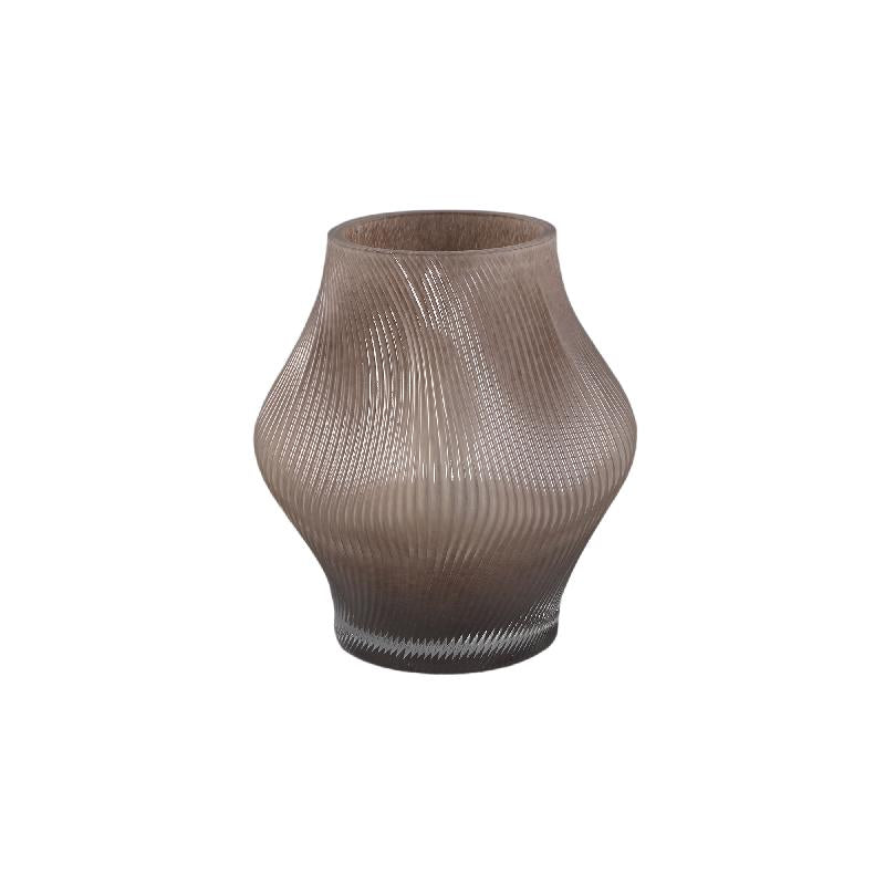 Caruso Crème Glazen Vaas met Golvend Swirl Motief Set van 4 Stuks 20.5x16.5x16.5 cm