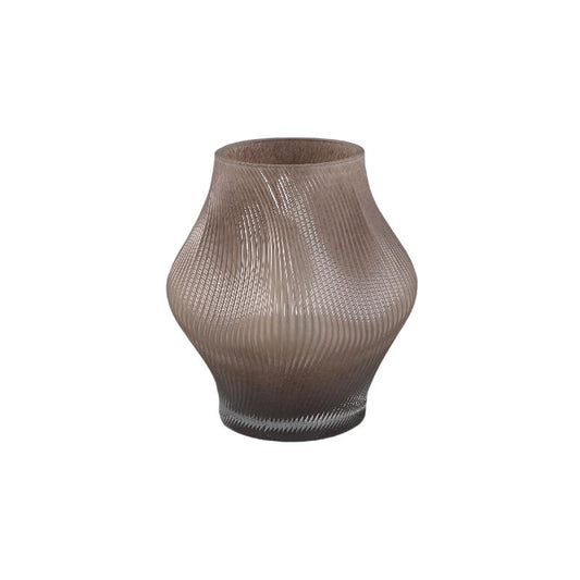 Caruso Crème Glazen Vaas met Golvend Swirl Motief Set van 4 Stuks 20.5x16.5x16.5 cm