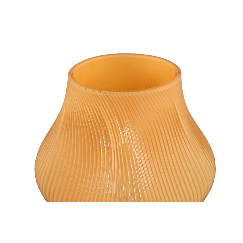 Caruso Gele Glazen Vaas Golvend Swirl Middel Set van 4 Stuks 20.5x16.5x16.5 cm
