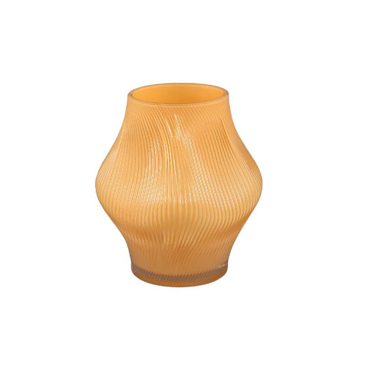 Caruso Gele Glazen Vaas Golvend Swirl Middel Set van 4 Stuks 20.5x16.5x16.5 cm