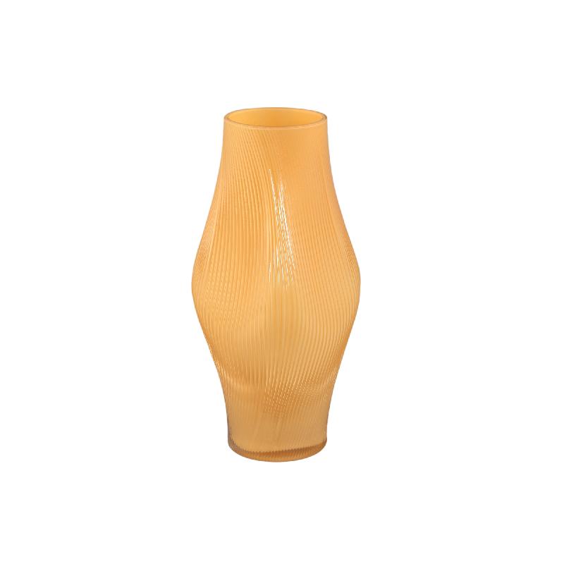 Caruso Geel Glazen Vaas Set van 4 Golvend Swirl Center L 30.5x14x14 cm