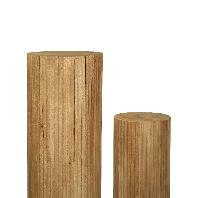Jerra Natuurlijke Geribbelde Mangohout Zuil Set Van 2 100x40x40 cm