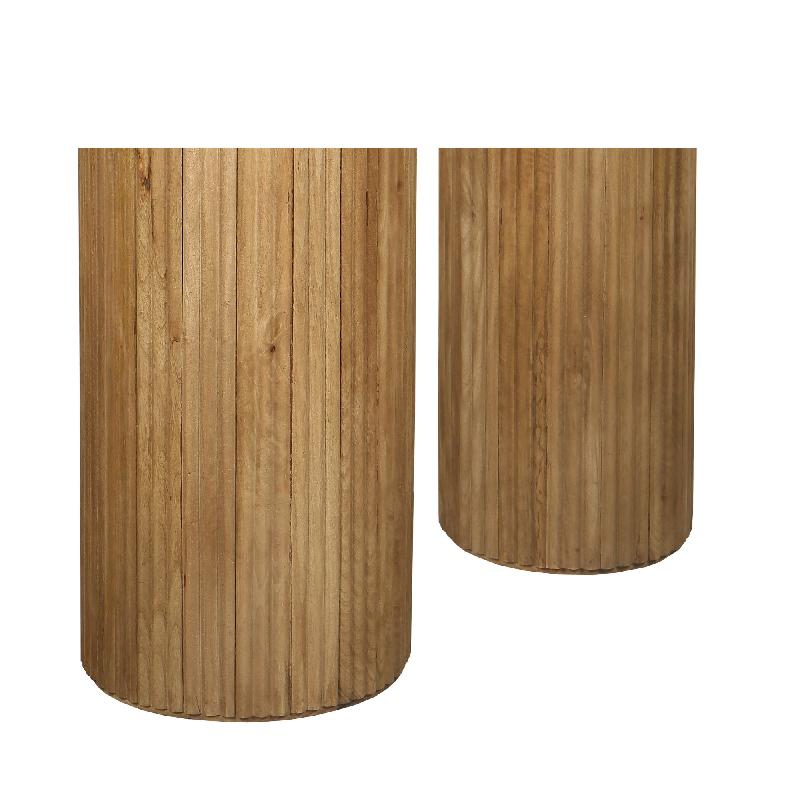 Jerra Natuurlijke Geribbelde Mangohout Zuil Set Van 2 100x40x40 cm