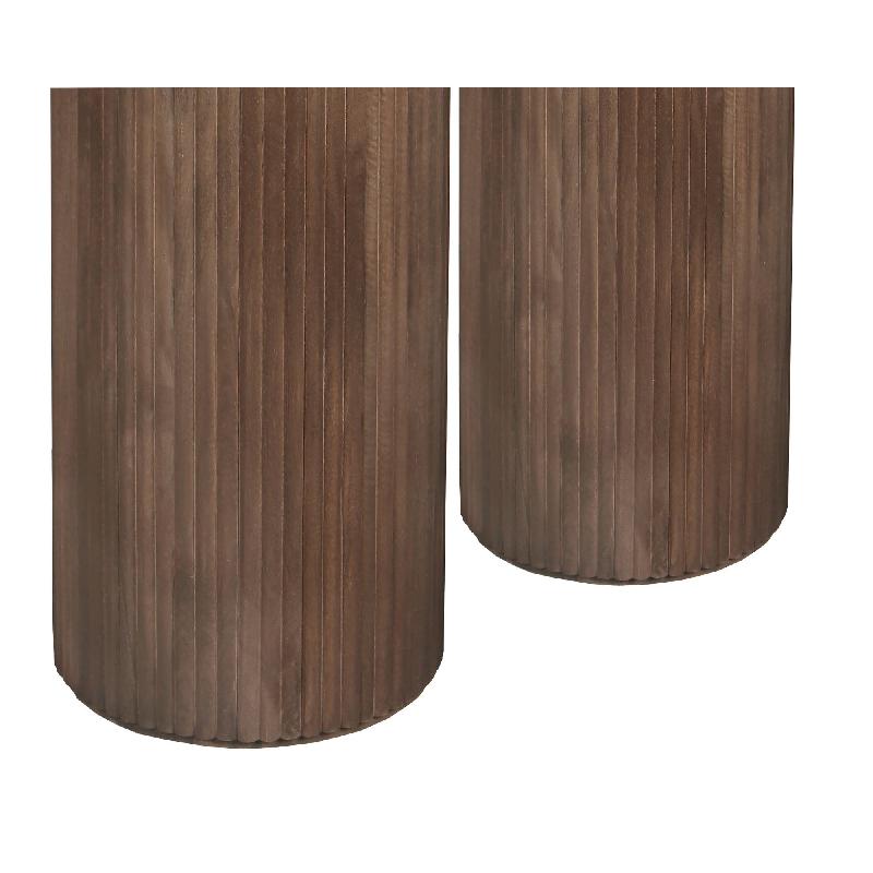Jerra Bruine Geribde Mangohouten Zuil Set van 2 100x40x40 cm