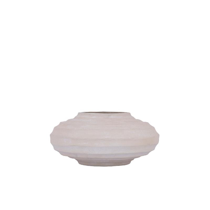 Kody Beige Stone Wash Gietaluminium Geribde Pot S – Set van 2 14x29x29 cm