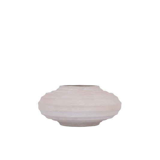 Kody Beige Stone Wash Gietaluminium Geribde Pot S – Set van 2 14x29x29 cm