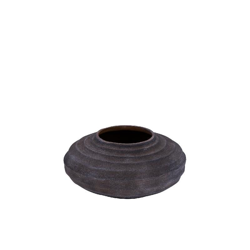 Kody Bruin Stone Wash Gegoten Aluminium Geribde Pot S – Set van 2 14x29x29 cm
