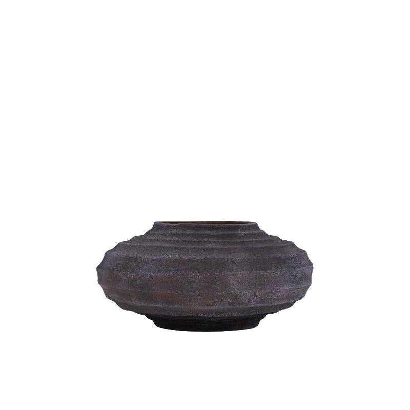 Kody Bruin Stone Wash Gegoten Aluminium Geribde Pot S – Set van 2 14x29x29 cm