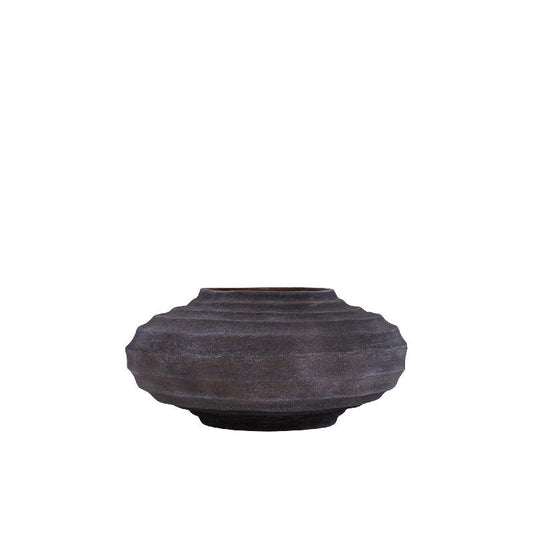 Kody Bruin Stone Wash Gegoten Aluminium Geribde Pot S – Set van 2 14x29x29 cm