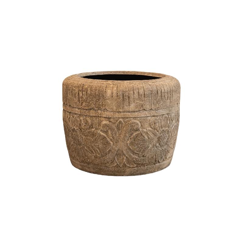Sasha Crème Cement Fiber Pot Bloemmotief Rond 50x70x70 cm