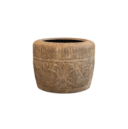 Sasha Crème Cement Fiber Pot Bloemmotief Rond 50x70x70 cm