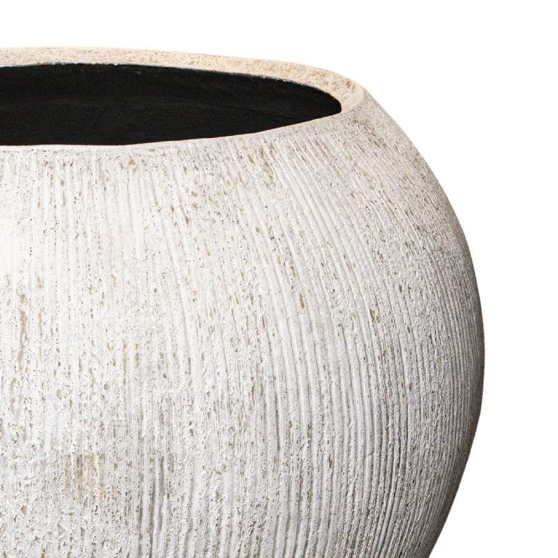 Yolenda Crème Cement Vezel Grote Pot Met Streeppatroon 80x110x110 cm