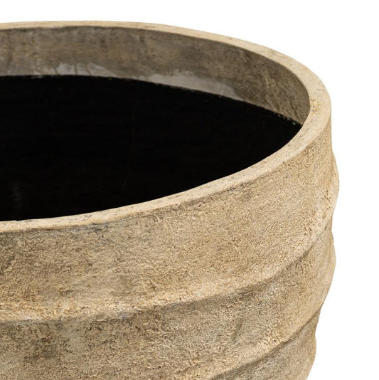 Ravi Beige Cement Bloempot Met Golfpatroon 60x80x80 cm