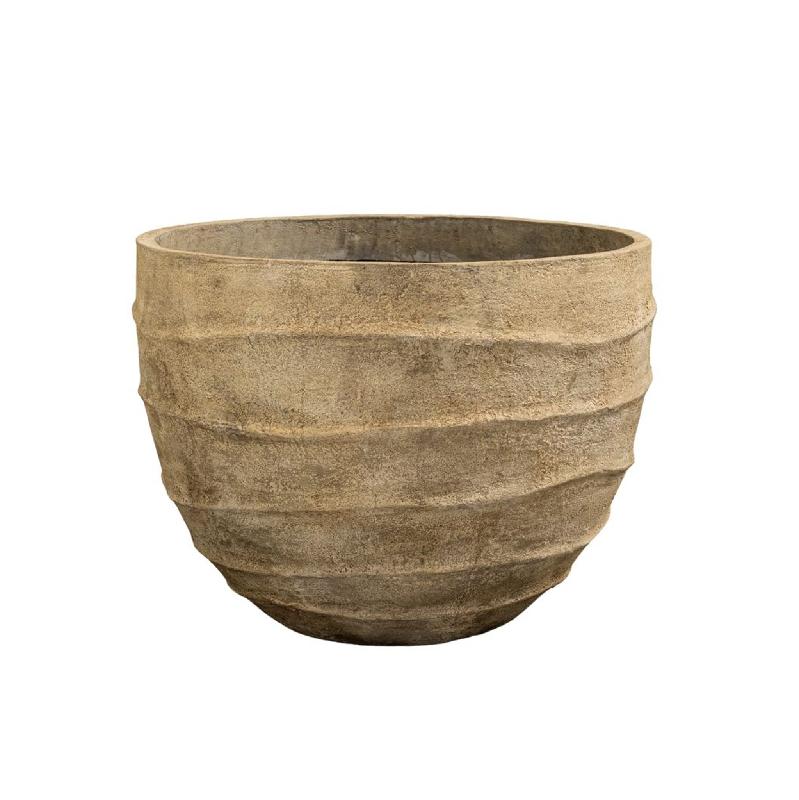 Ravi Beige Cement Bloempot Met Golfpatroon 60x80x80 cm