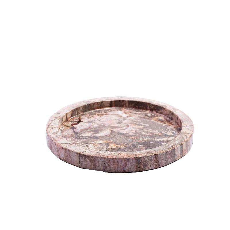 Dice Natuurlijk Versteend Hout Rond Bord Met Rand 3x40x40 cm